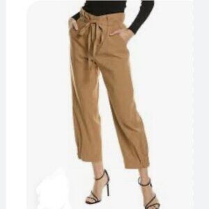 A.L.C. Dylan Paperbag Waist High Rise Linen Blend Brown Trouser Pants Size 8